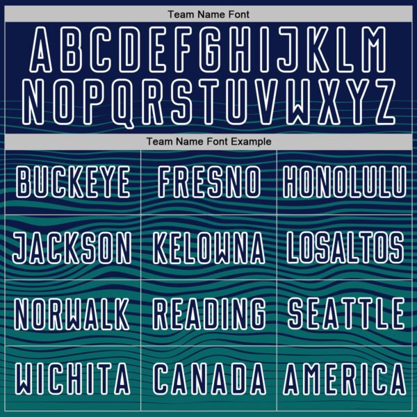 Custom Navy White-Teal Gradient Wave Line Sports Sublimation Soccer Uniform Jersey