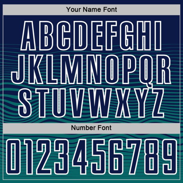 Custom Navy White-Teal Gradient Wave Line Sports Sublimation Soccer Uniform Jersey