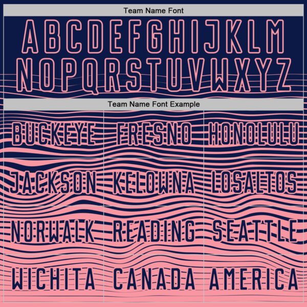 Custom Navy Medium Pink Gradient Wave Line Sports Sublimation Soccer Uniform Jersey