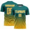 Custom Teal Gold-White Gradient Wave Line Sports Sublimation Soccer Uniform Jersey