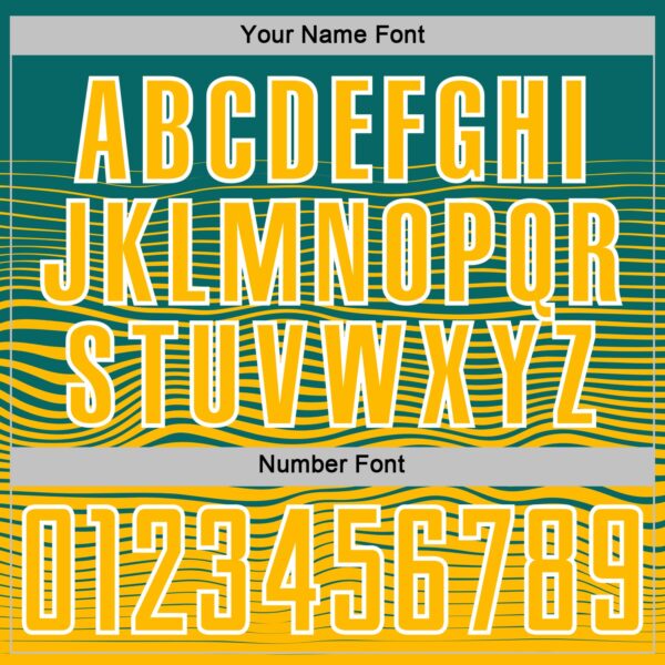 Custom Teal Gold-White Gradient Wave Line Sports Sublimation Soccer Uniform Jersey