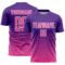 Custom Purple Pink-White Gradient Wave Line Sports Sublimation Soccer Uniform Jersey