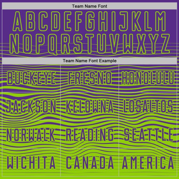 Custom Purple Neon Green Gradient Wave Line Sports Sublimation Soccer Uniform Jersey