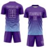 Custom Purple White-Light Blue Gradient Wave Line Sports Sublimation Soccer Uniform Jersey