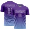 Custom Purple White-Light Blue Gradient Wave Line Sports Sublimation Soccer Uniform Jersey