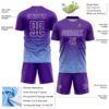 Custom Purple White-Light Blue Gradient Wave Line Sports Sublimation Soccer Uniform Jersey
