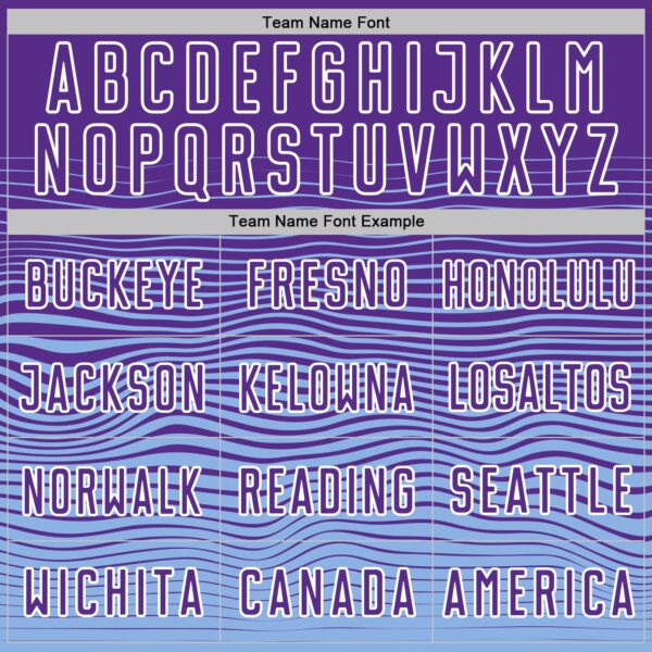 Custom Purple White-Light Blue Gradient Wave Line Sports Sublimation Soccer Uniform Jersey