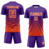 Custom Purple Orange-White Gradient Wave Line Sports Sublimation Soccer Uniform Jersey