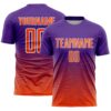Custom Purple Orange-White Gradient Wave Line Sports Sublimation Soccer Uniform Jersey