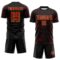 Custom Black Red-Old Gold Lightning Electric Veins Sublimation Soccer Uniform Jersey