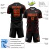 Custom Black Red-Old Gold Lightning Electric Veins Sublimation Soccer Uniform Jersey