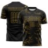 Custom Black Old Gold Lightning Electric Veins Sublimation Soccer Uniform Jersey