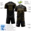 Custom Black Old Gold Lightning Electric Veins Sublimation Soccer Uniform Jersey