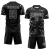 Custom Black White Lightning Electric Veins Sublimation Soccer Uniform Jersey