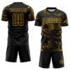 Custom Black Gold Lightning Electric Veins Sublimation Soccer Uniform Jersey