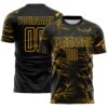 Custom Black Gold Lightning Electric Veins Sublimation Soccer Uniform Jersey