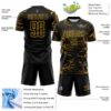 Custom Black Gold Lightning Electric Veins Sublimation Soccer Uniform Jersey