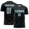 Custom Black White-Teal Lightning Electric Veins Sublimation Soccer Uniform Jersey