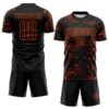 Custom Black Orange Lightning Electric Veins Sublimation Soccer Uniform Jersey