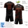Custom Black Orange Lightning Electric Veins Sublimation Soccer Uniform Jersey