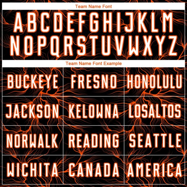 Custom Black Orange Lightning Electric Veins Sublimation Soccer Uniform Jersey