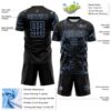 Custom Black Light Blue Lightning Electric Veins Sublimation Soccer Uniform Jersey