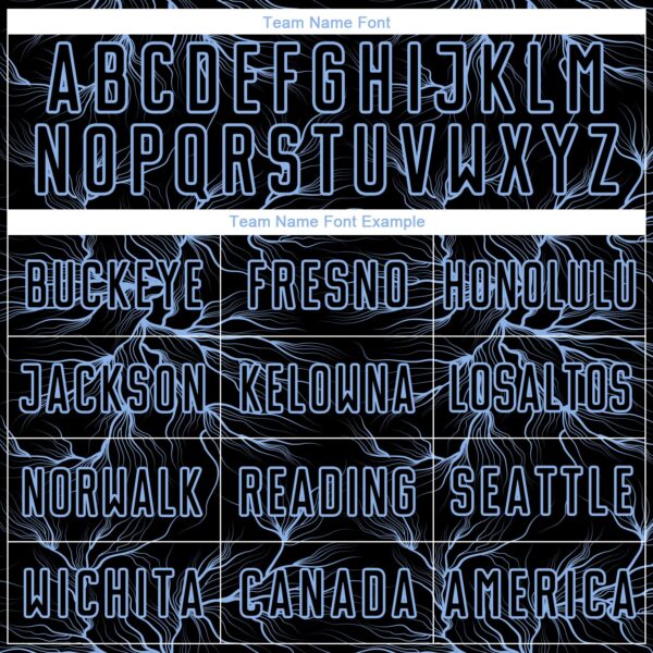 Custom Black Light Blue Lightning Electric Veins Sublimation Soccer Uniform Jersey