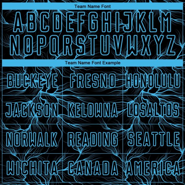 Custom Black Sky Blue Lightning Electric Veins Sublimation Soccer Uniform Jersey