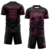 Custom Black Pink Lightning Electric Veins Sublimation Soccer Uniform Jersey