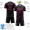 Custom Black Pink Lightning Electric Veins Sublimation Soccer Uniform Jersey