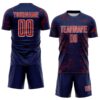 Custom Navy Red-White Lightning Electric Veins Sublimation Soccer Uniform Jersey