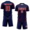 Custom Navy Red-White Lightning Electric Veins Sublimation Soccer Uniform Jersey
