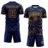 Custom Navy Gold Lightning Electric Veins Sublimation Soccer Uniform Jersey