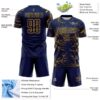 Custom Navy Gold Lightning Electric Veins Sublimation Soccer Uniform Jersey