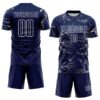 Custom Navy White Lightning Electric Veins Sublimation Soccer Uniform Jersey