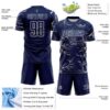 Custom Navy White Lightning Electric Veins Sublimation Soccer Uniform Jersey