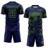 Custom Navy Neon Green Lightning Electric Veins Sublimation Soccer Uniform Jersey
