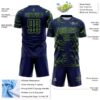 Custom Navy Neon Green Lightning Electric Veins Sublimation Soccer Uniform Jersey