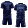 Custom Navy Light Blue Lightning Electric Veins Sublimation Soccer Uniform Jersey