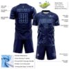 Custom Navy Light Blue Lightning Electric Veins Sublimation Soccer Uniform Jersey