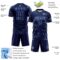 Custom Navy Light Blue Lightning Electric Veins Sublimation Soccer Uniform Jersey