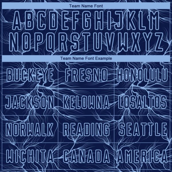 Custom Navy Light Blue Lightning Electric Veins Sublimation Soccer Uniform Jersey