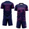 Custom Navy Pink Lightning Electric Veins Sublimation Soccer Uniform Jersey
