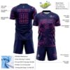 Custom Navy Pink Lightning Electric Veins Sublimation Soccer Uniform Jersey