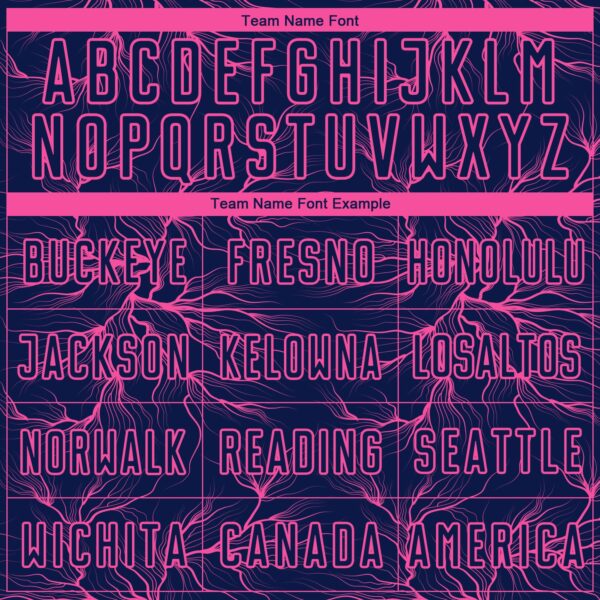 Custom Navy Pink Lightning Electric Veins Sublimation Soccer Uniform Jersey