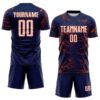 Custom Navy White-Orange Lightning Electric Veins Sublimation Soccer Uniform Jersey