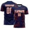 Custom Navy White-Orange Lightning Electric Veins Sublimation Soccer Uniform Jersey
