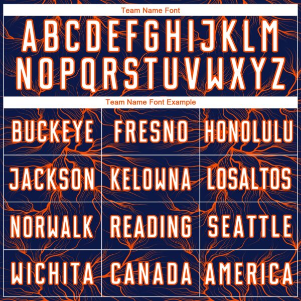 Custom Navy White-Orange Lightning Electric Veins Sublimation Soccer Uniform Jersey