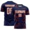 Custom Navy White-Orange Lightning Electric Veins Sublimation Soccer Uniform Jersey