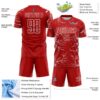 Custom Red White Lightning Electric Veins Sublimation Soccer Uniform Jersey